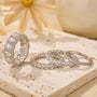 Louily Luxurious Cushion Cut 4PC Wedding Band Set For Women In Sterling Silver - louilyjewelry