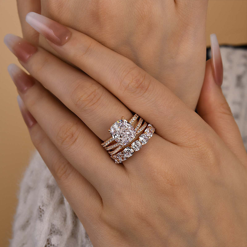 Louily Gorgeous 4.5Ct Cushion Cut 3PC Wedding Ring Set In Sterling Silver - louilyjewelry