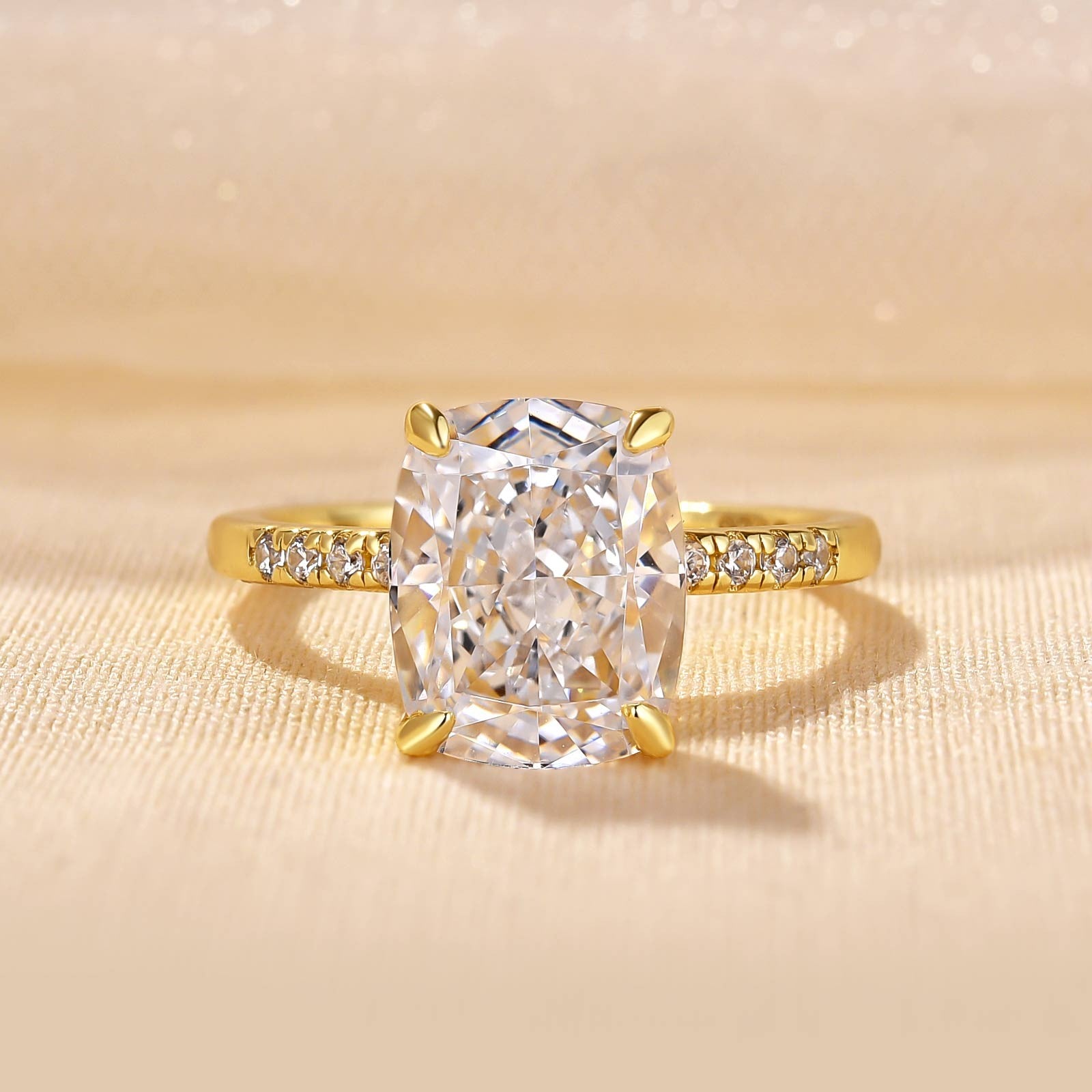 4.5Ct Cushion Cut Engagement Ring Travel Ring In Sterling Silver