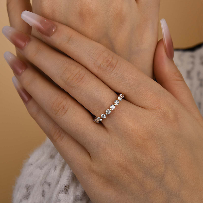 Louily Fashion Eternity Round Cut Wedding Band In Sterling Silver - louilyjewelry