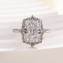 Louily Stunning Halo Radiant Cut Simulated Diamond Engagement Ring In Sterling Silver - louilyjewelry