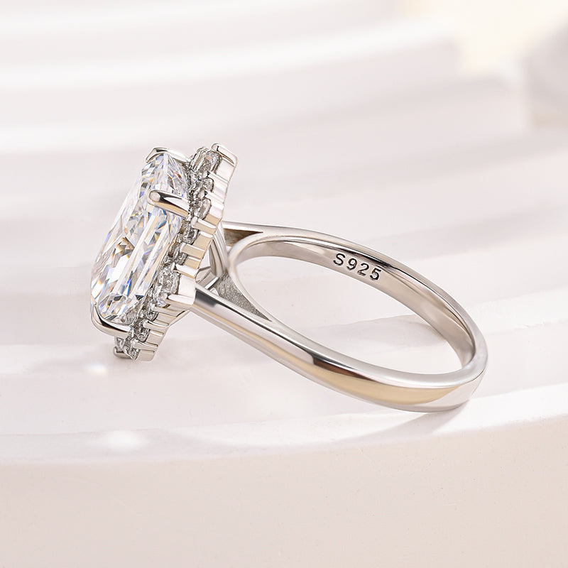 Louily Stunning Halo Radiant Cut Simulated Diamond Engagement Ring In Sterling Silver - louilyjewelry