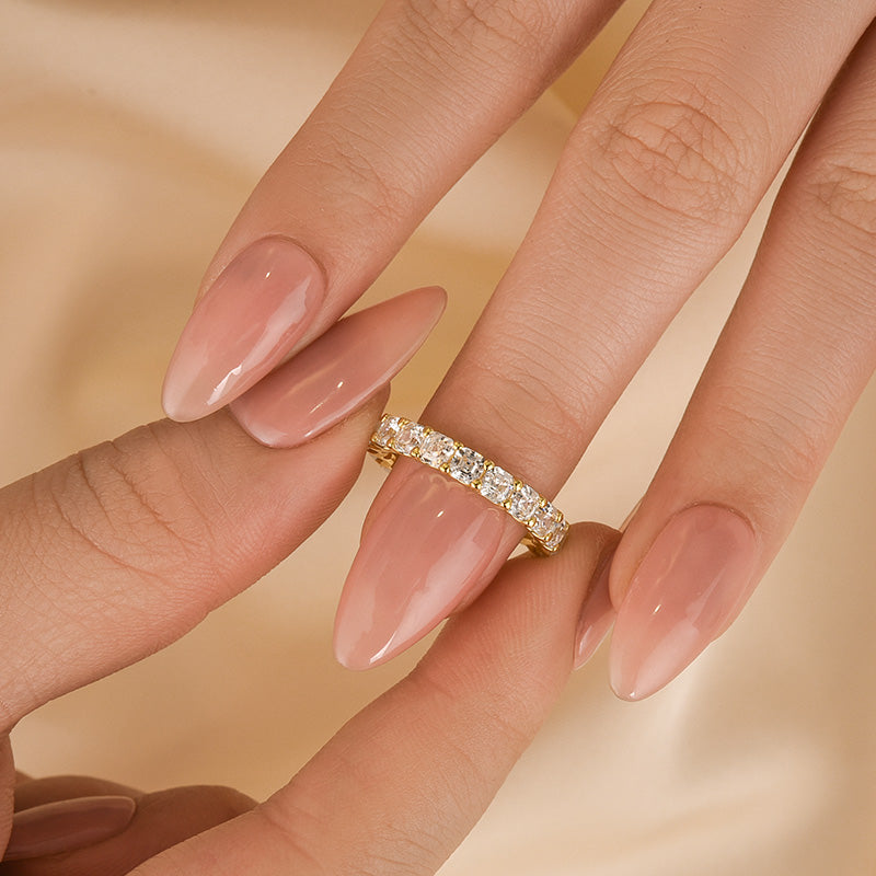 Unique Asscher Cut Wedding Band In Sterling Silver - louilyjewelry