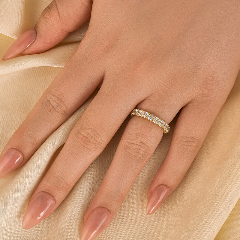 Unique Asscher Cut Wedding Band In Sterling Silver - louilyjewelry