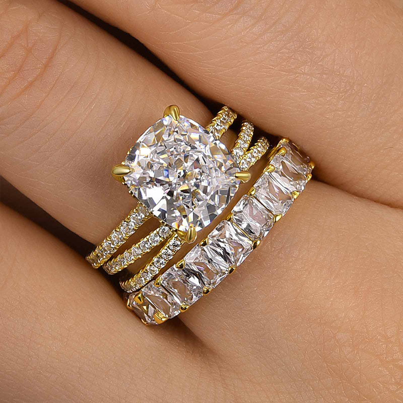 Louily Gorgeous 4.5Ct Cushion Cut 3PC Wedding Ring Set In Sterling Silver - louilyjewelry