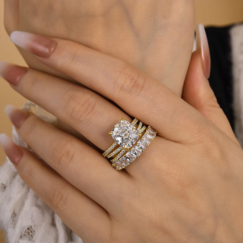 Louily Gorgeous 4.5Ct Cushion Cut 3PC Wedding Ring Set In Sterling Silver - louilyjewelry