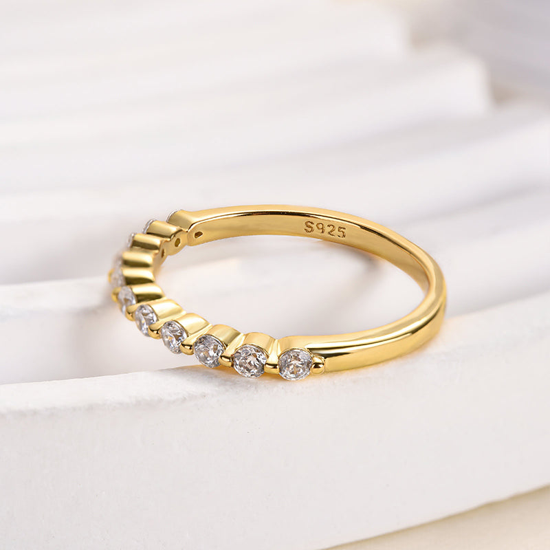 Louily Classic Round Cut Half Eternity Thin Women's Wedding Band - louilyjewelry