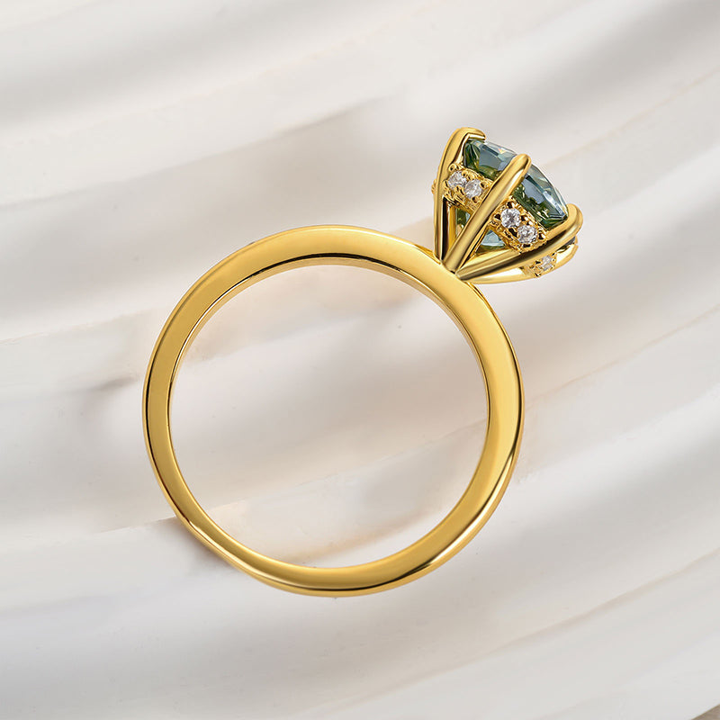 Louily Moissanite Classic Round Cut Paraiba Tourmaline Engagement Ring - louilyjewelry