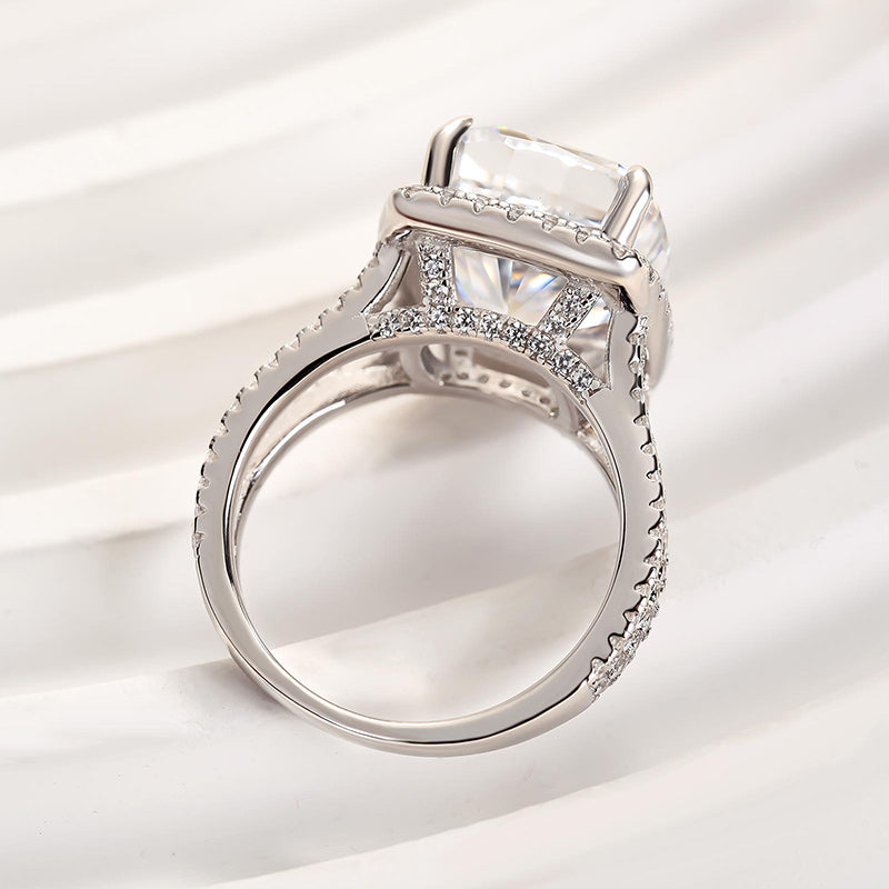 Louily Luxurious Split Shank Halo Cushion Cut Engagement Ring For Women In Sterling Silver - louilyjewelry