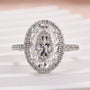 Louily Exquisite Moissanite 4.0 Carat Halo Oval Cut Engagement Ring In Sterling Silver - louilyjewelry