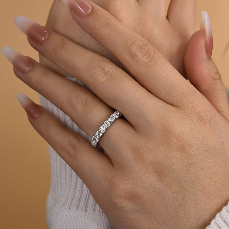 Louily Exclusive Asscher Cut Women's Wedding Band In Sterling Silver - louilyjewelry