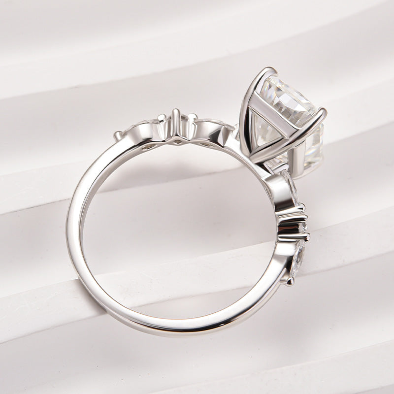 Louily Moissanite 3.5 Carat Radiant Cut Engagement Ring In Sterling Silver - louilyjewelry