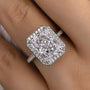 Louily Excellent Halo Radiant Cut Simulated Diamond Engagement Ring In Sterling Silver - louilyjewelry
