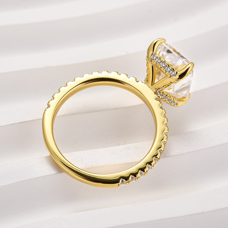 Louily Enchanting Moissanite 4.5 Carat Yellow Gold Radiant Cut Engagement Ring - louilyjewelry