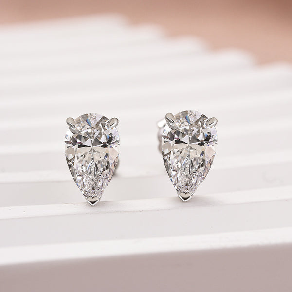 Louily Classic Moissanite Pear Cut Earrings In Sterling Silver