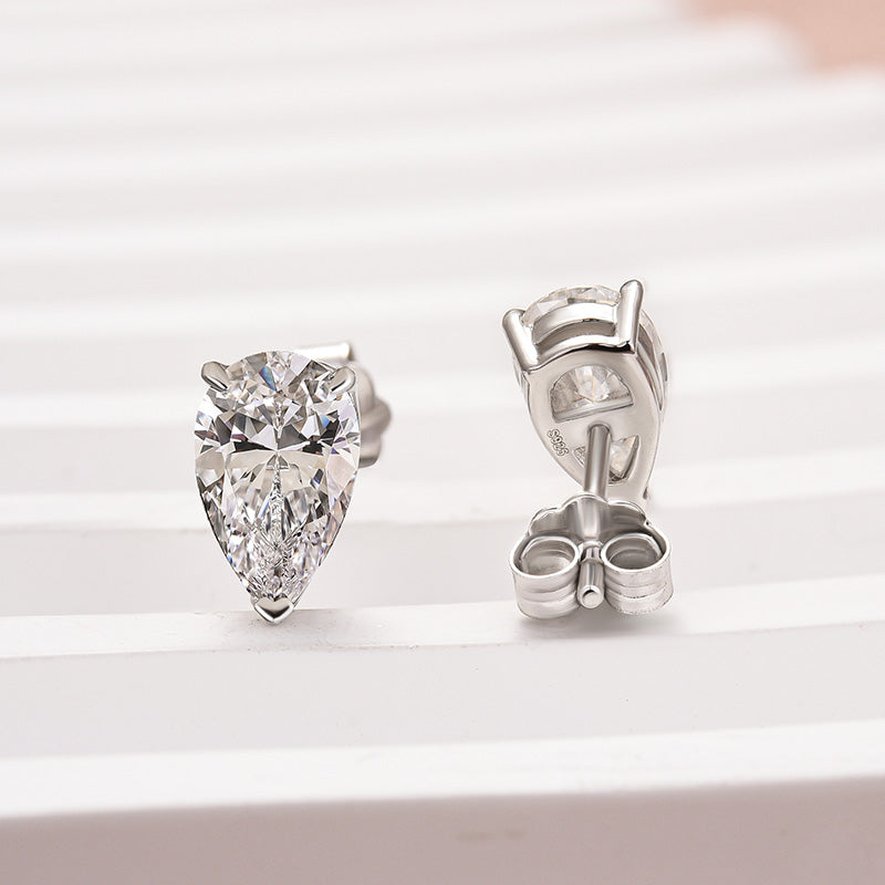 Louily Classic Moissanite Pear Cut Earrings In Sterling Silver - louilyjewelry
