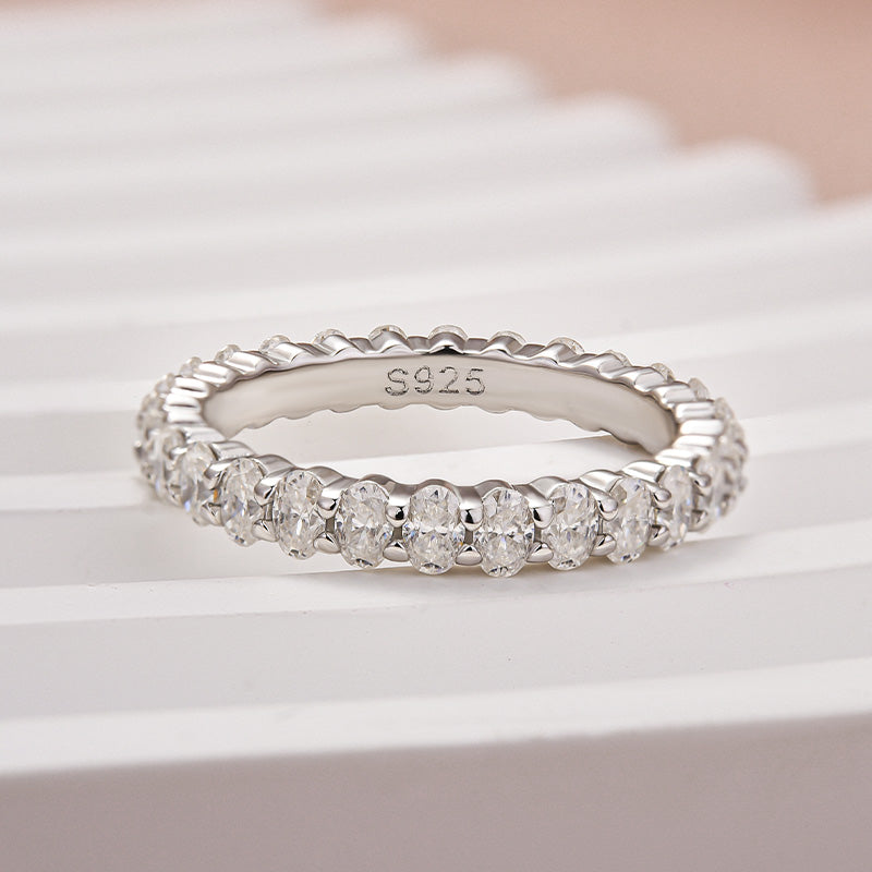 Louily Moissanite 3.0 Ct Oval Cut Full Wedding Band for Women - louilyjewelry