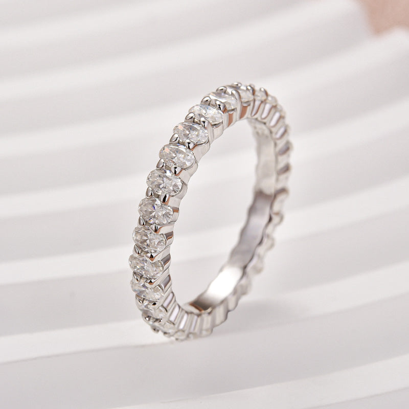 Louily Moissanite 3.0 Ct Oval Cut Full Wedding Band for Women - louilyjewelry