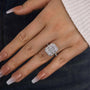 Louily Excellent Halo Radiant Cut Simulated Diamond Engagement Ring In Sterling Silver - louilyjewelry