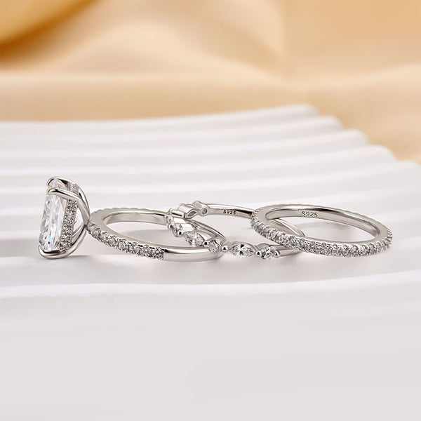 Louily Noble Radiant Cut 3PC Wedding Ring Set