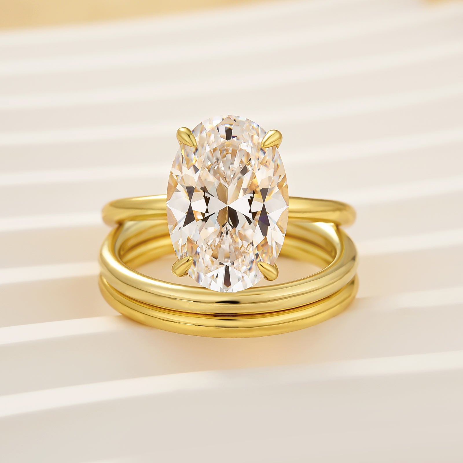 S925 3PC 4.5Ct Solitaire Oval Cut Wedding Ring Sets - louilyjewelry