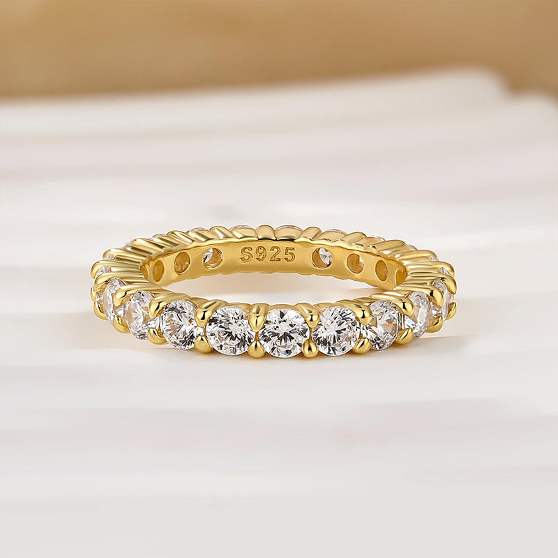 Louily Eternity Round Cut Simulated Diamond Wedding Band In Sterling Silver