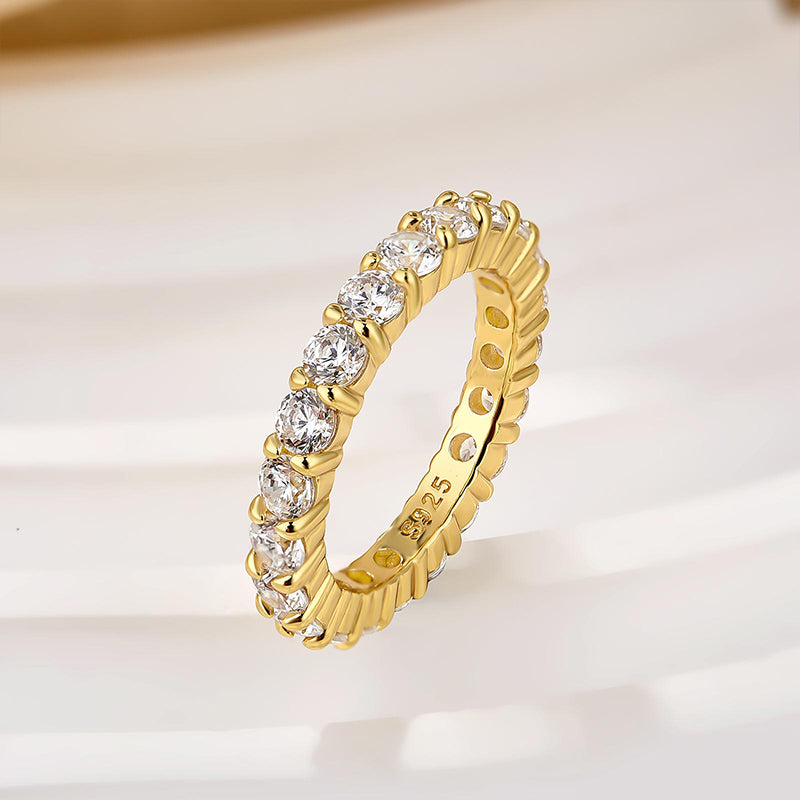 Louily Eternity Round Cut Simulated Diamond Wedding Band In Sterling Silver