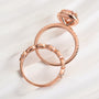 Louily Rose Gold Halo Pear Cut Synthetic Morganite Wedding Set - louilyjewelry