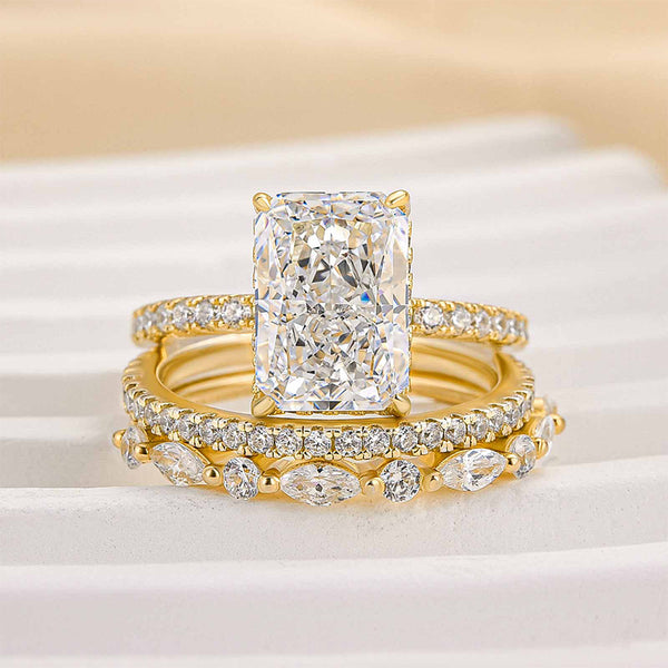 Louily Noble Radiant Cut 3PC Wedding Ring Set