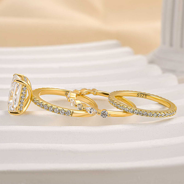 Louily Noble Radiant Cut 3PC Wedding Ring Set