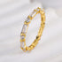 Louily Fashion Yellow Gold Emerald & Round Cut Diamond Wedding Band In Sterling Silver - louilyjewelry