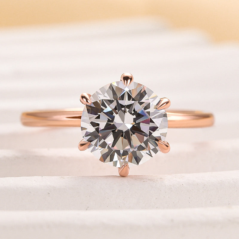 Louily Classic Round Cut Solitaire Engagement Ring In Sterling Silver - louilyjewelry