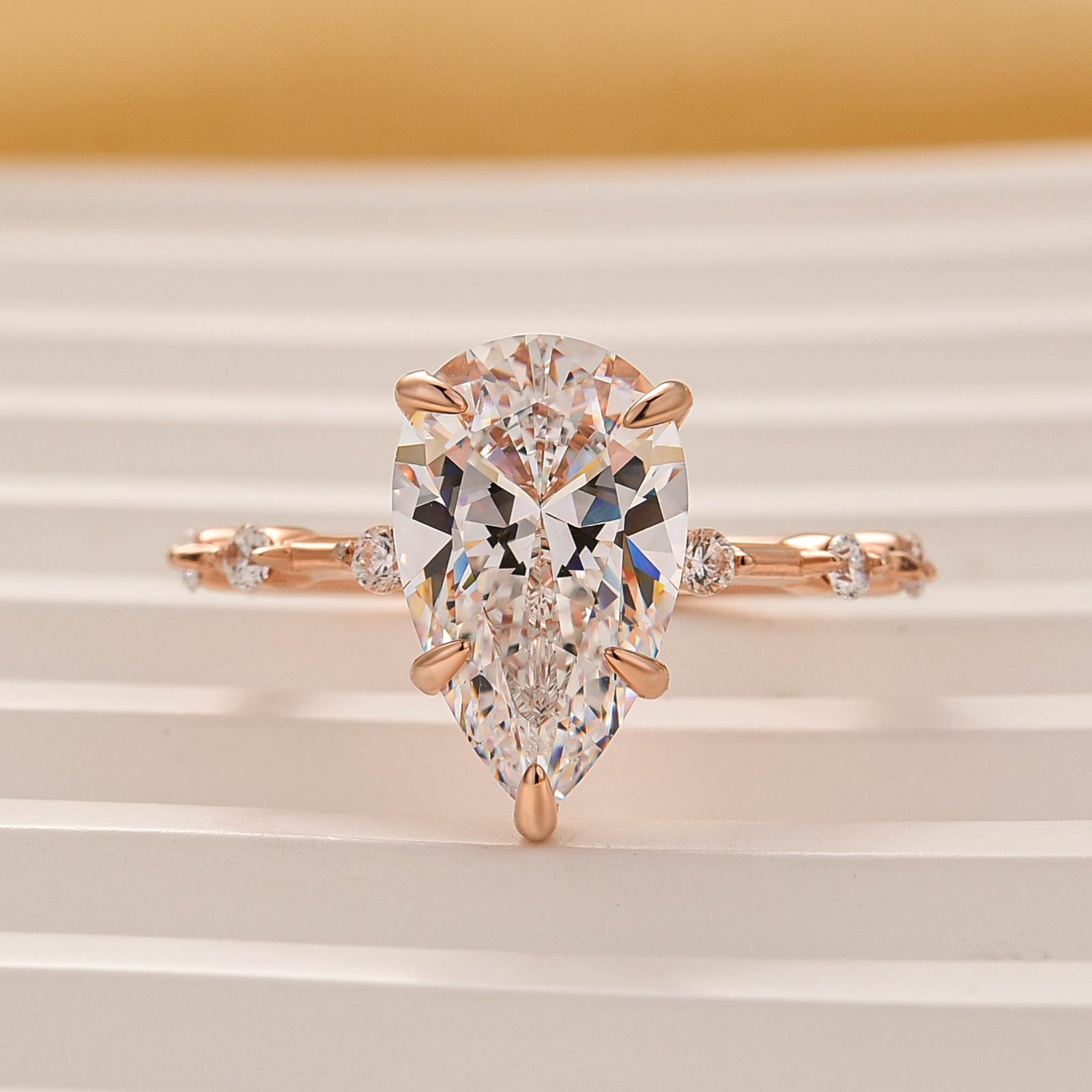 4.0Ct Pear Cut Solitaire Engagement Ring In Sterling Silver