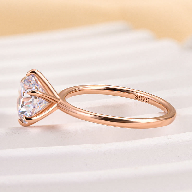 Louily Classic Round Cut Solitaire Engagement Ring In Sterling Silver - louilyjewelry