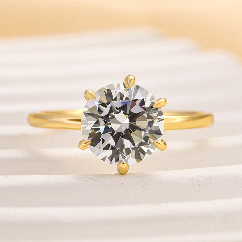 Louily Classic Round Cut Solitaire Engagement Ring In Sterling Silver - louilyjewelry