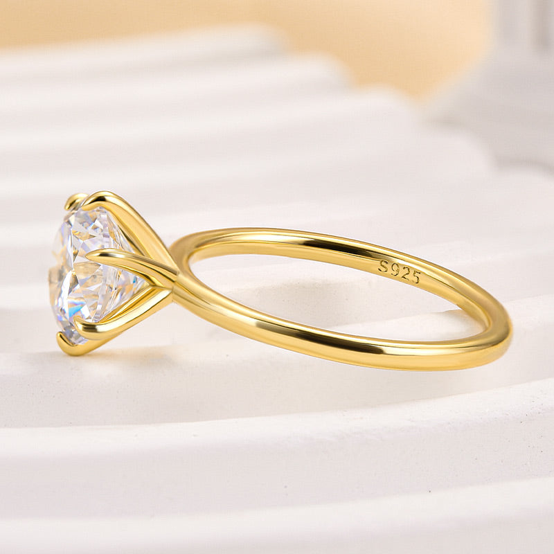 Louily Classic Round Cut Solitaire Engagement Ring In Sterling Silver - louilyjewelry