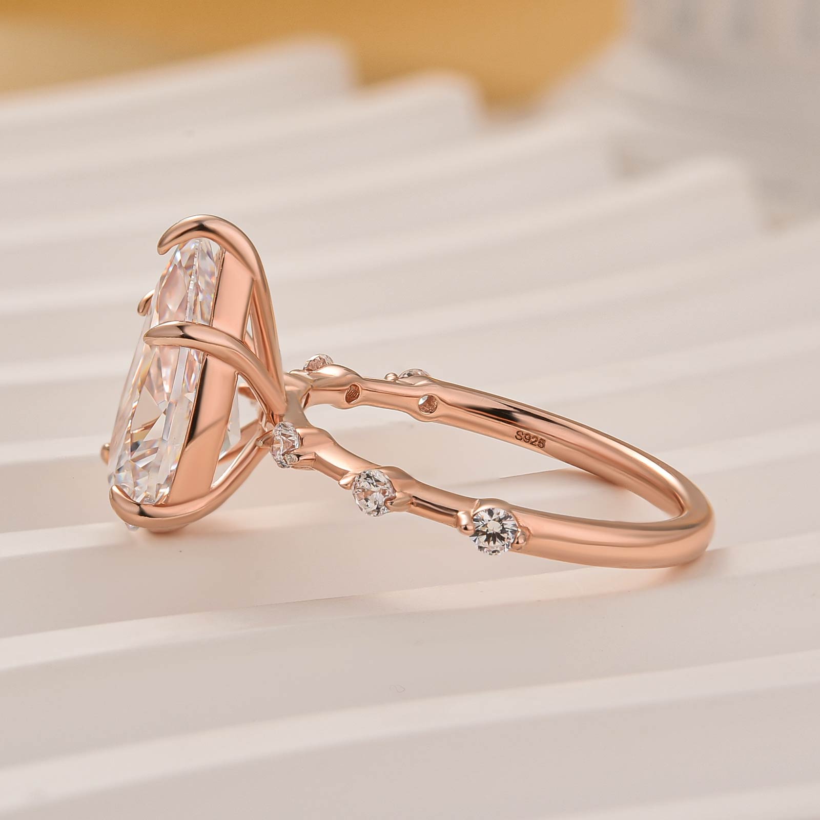 4.0Ct Pear Cut Solitaire Engagement Ring In Sterling Silver