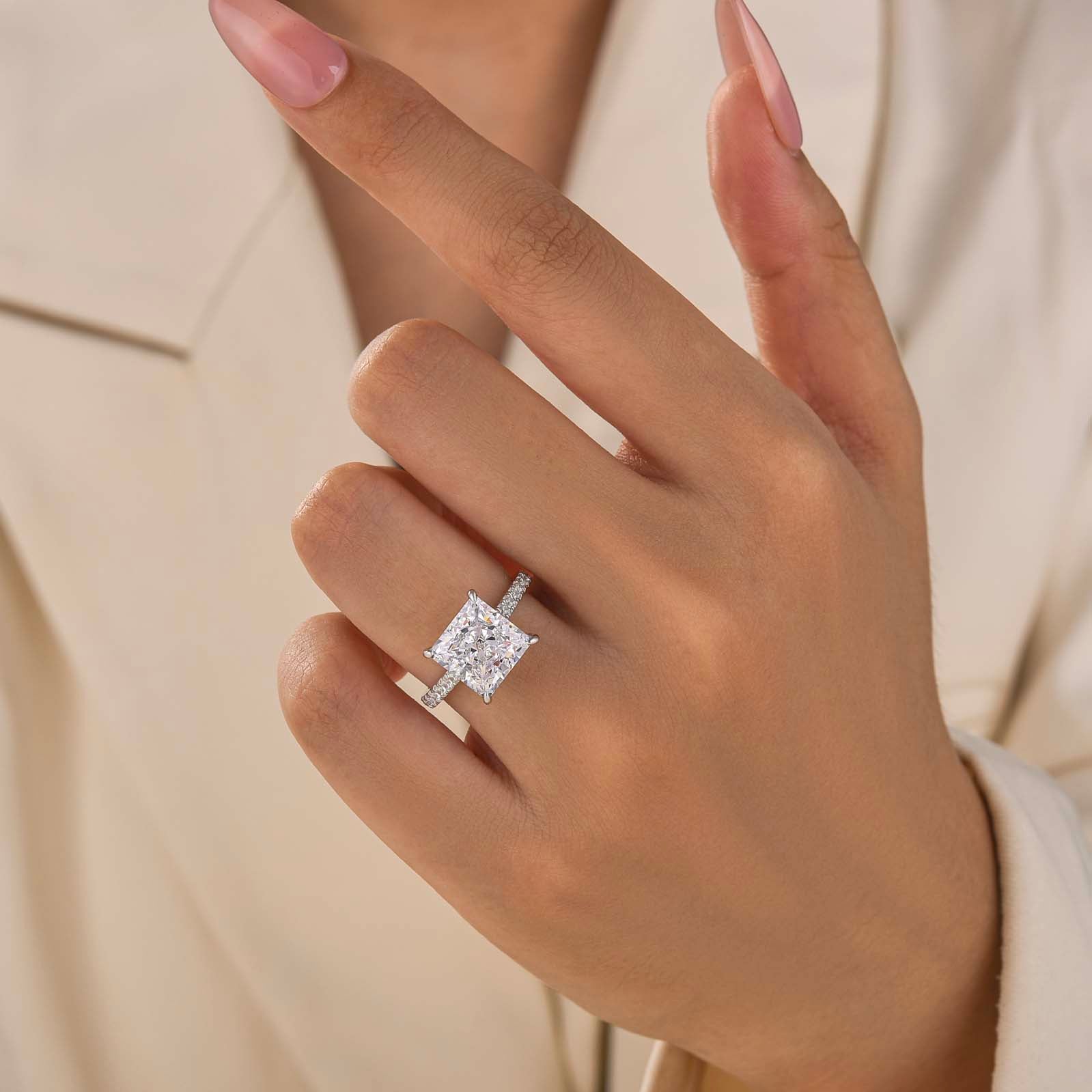 Elegant 4.0Ct Princess Cut Engagement Ring for Women In Sterling Silver