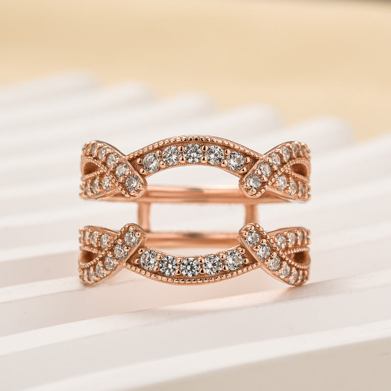 Louily Vintage Round Cut Jacket Wedding Band For Women In Sterling Silver - louilyjewelry