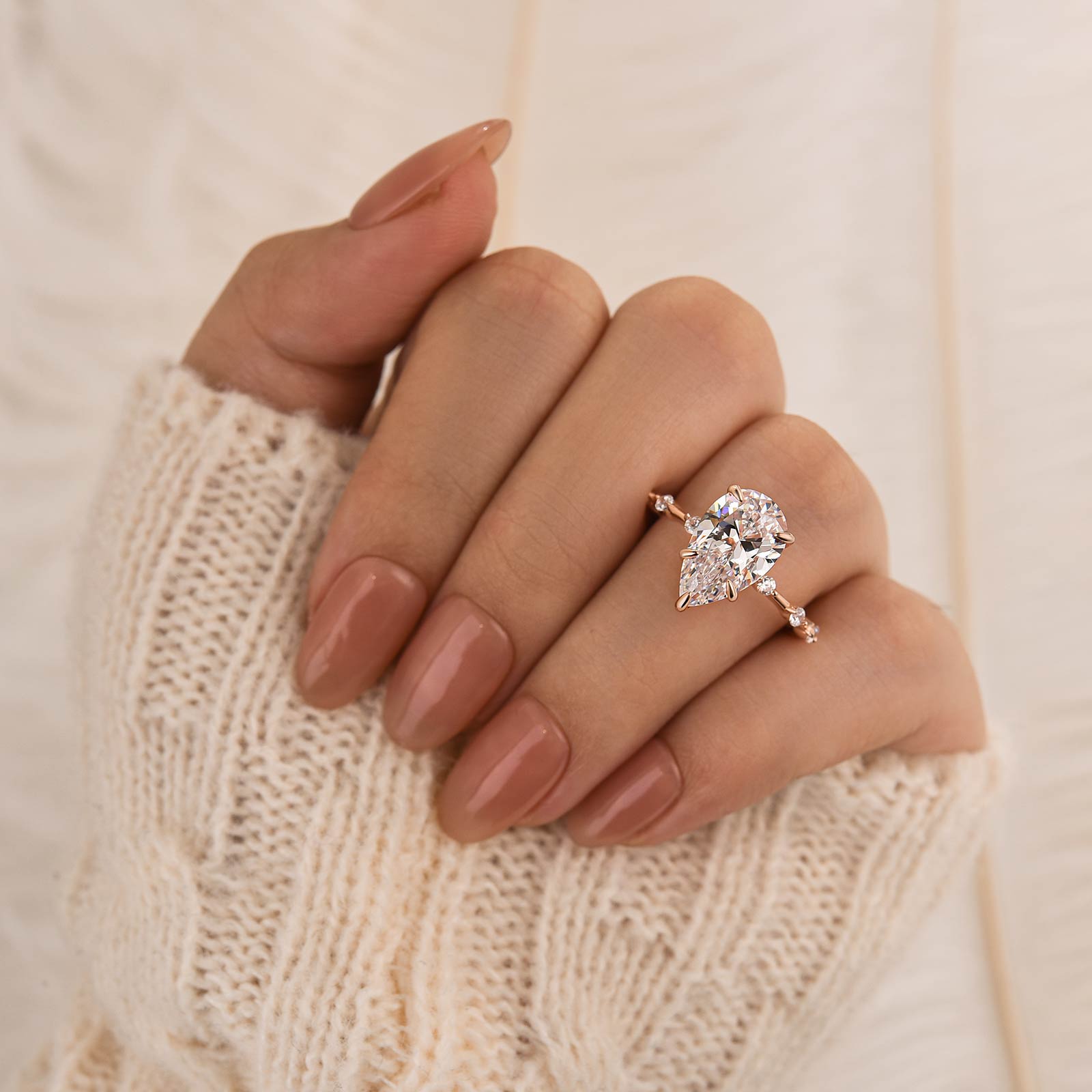 4.0Ct Pear Cut Solitaire Engagement Ring In Sterling Silver