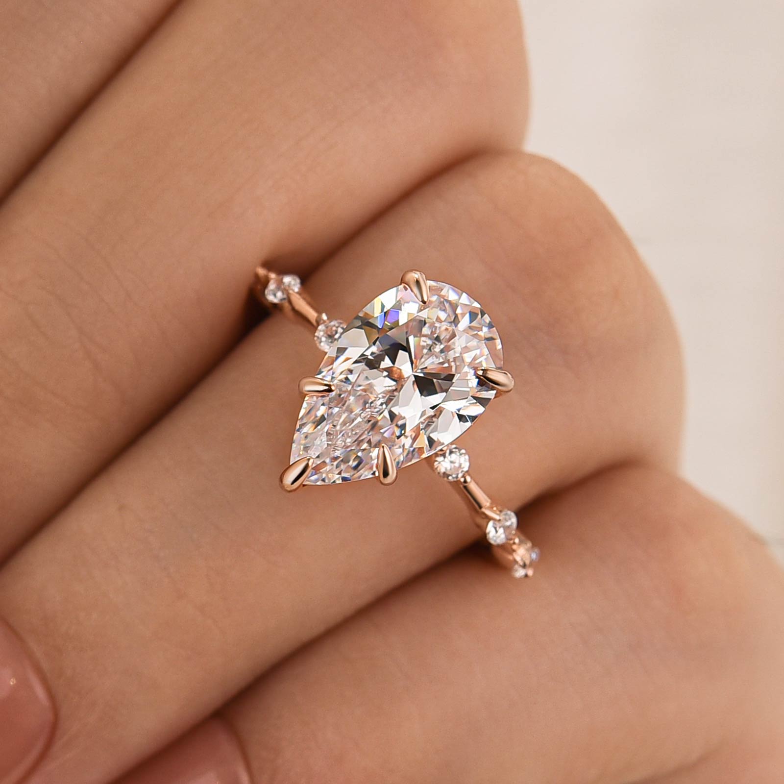 4.0Ct Pear Cut Solitaire Engagement Ring In Sterling Silver