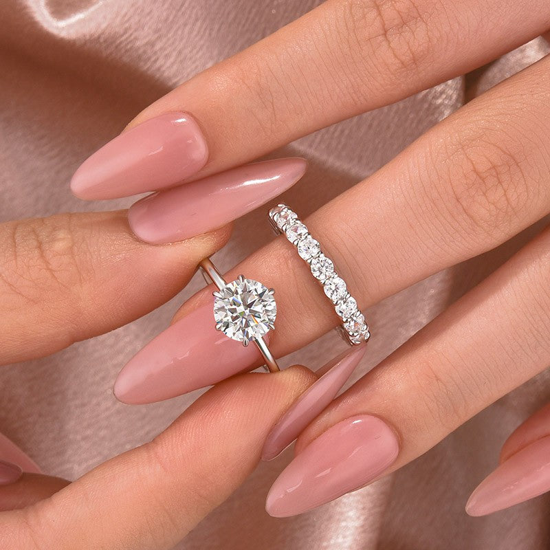 Solitaire 2.0 Ct Round Cut Moissanite Diamond Wedding Ring - louilyjewelry