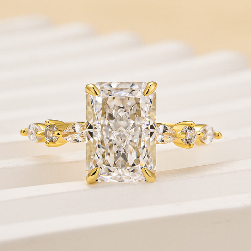 Louily Sparkle Radiant Cut Engagement Ring For Women In Sterling Silver - louilyjewelry