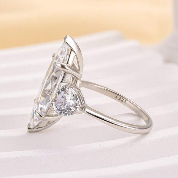 Louily Marquise Cut Three Stone Engagement Ring In Sterling Silver