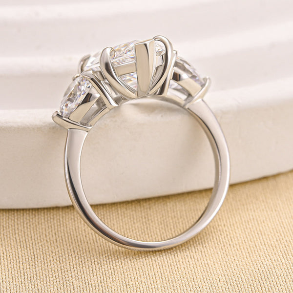 Louily Marquise Cut Three Stone Engagement Ring In Sterling Silver