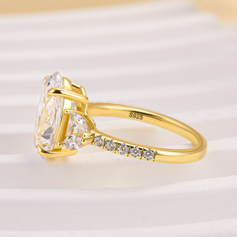 Louily Sparkle Five Stone Yellow Gold Oval Cut Engagement Ring In Sterling Silver - louilyjewelry