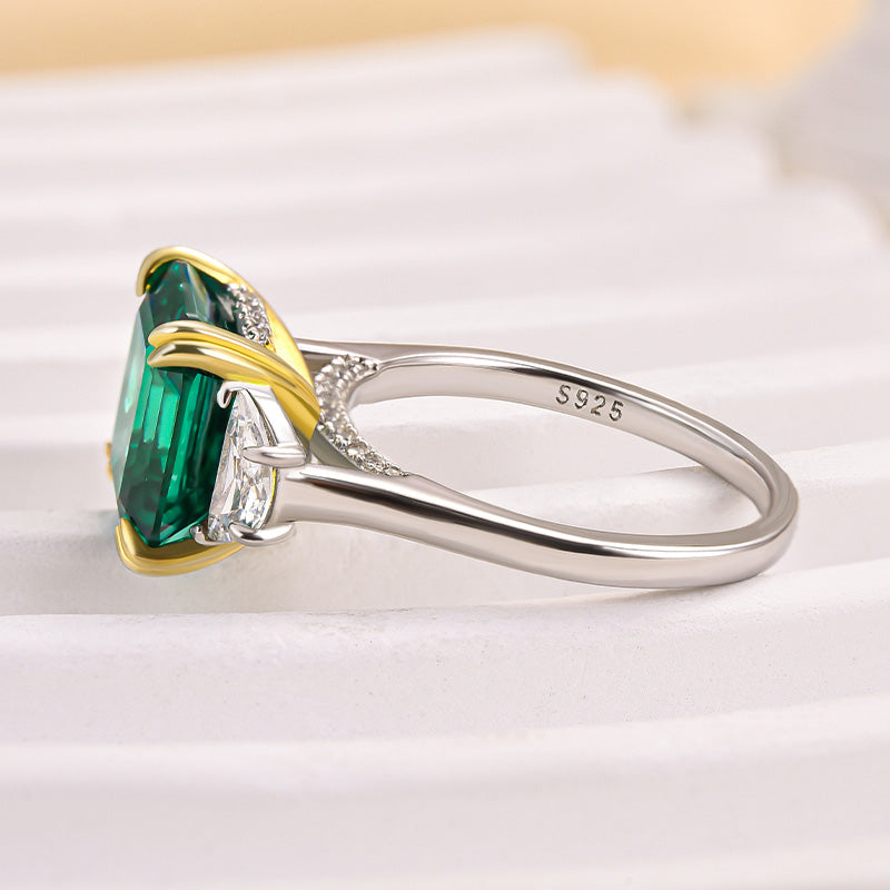 Louily 4.5 Carat Paraiba Tourmaline Asscher Cut Three Stone Women's Engagement Ring In Sterling Silver - louilyjewelry