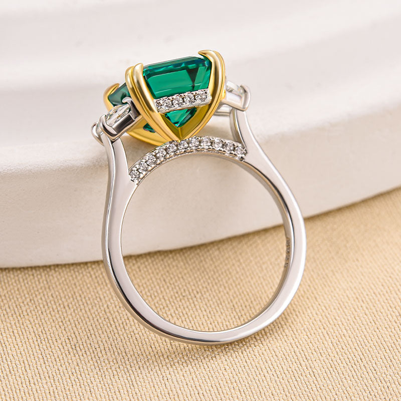 Louily 4.5 Carat Paraiba Tourmaline Asscher Cut Three Stone Women's Engagement Ring In Sterling Silver - louilyjewelry