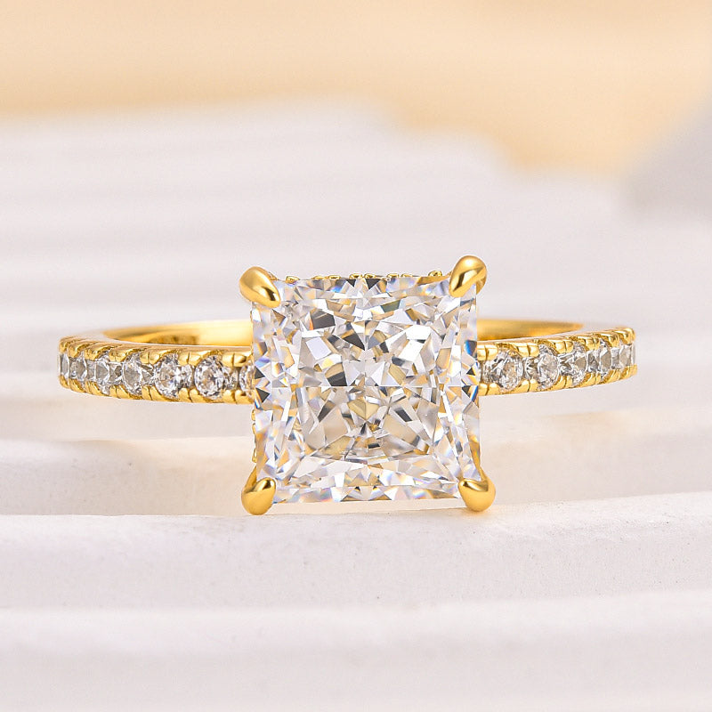 Louily Sparkle Square Princess Cut Engagement Ring For Women In Sterling Silver - louilyjewelry