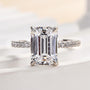 Louily Classic Emerald Cut Engagement Ring In Sterling Silver - louilyjewelry